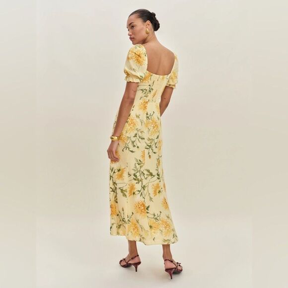 NWOT Reformation Gloria Dress in Honeyglow Floral Yellow Dress, size 2 - Picture 4 of 14